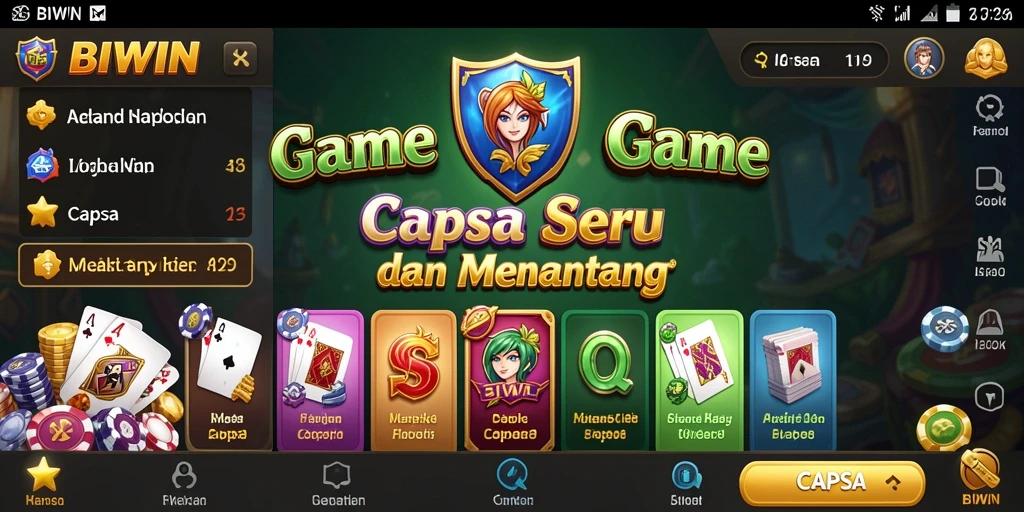 Tampilan antarmuka game Capsa BIWIN yang menarik dan interaktif.