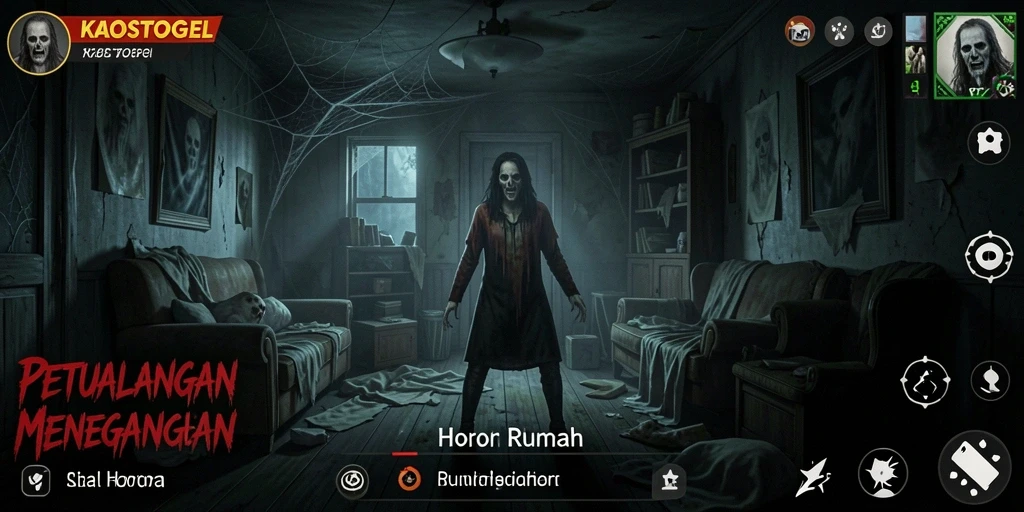 Antarmuka menegangkan dari game Horor Rumah KAOSTOGEL.
